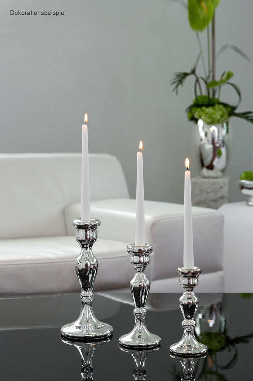 Kerzenleuchter Tropfen oben 27 cm Silberglas