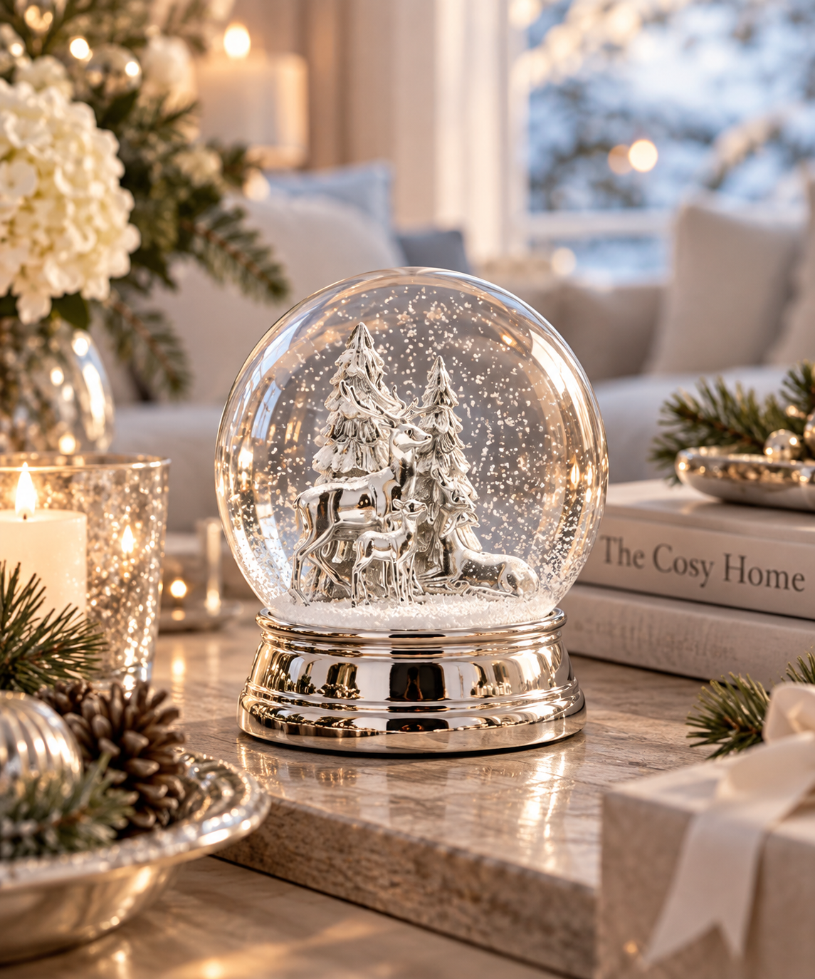 Snow Globe Deers and Trees, Large