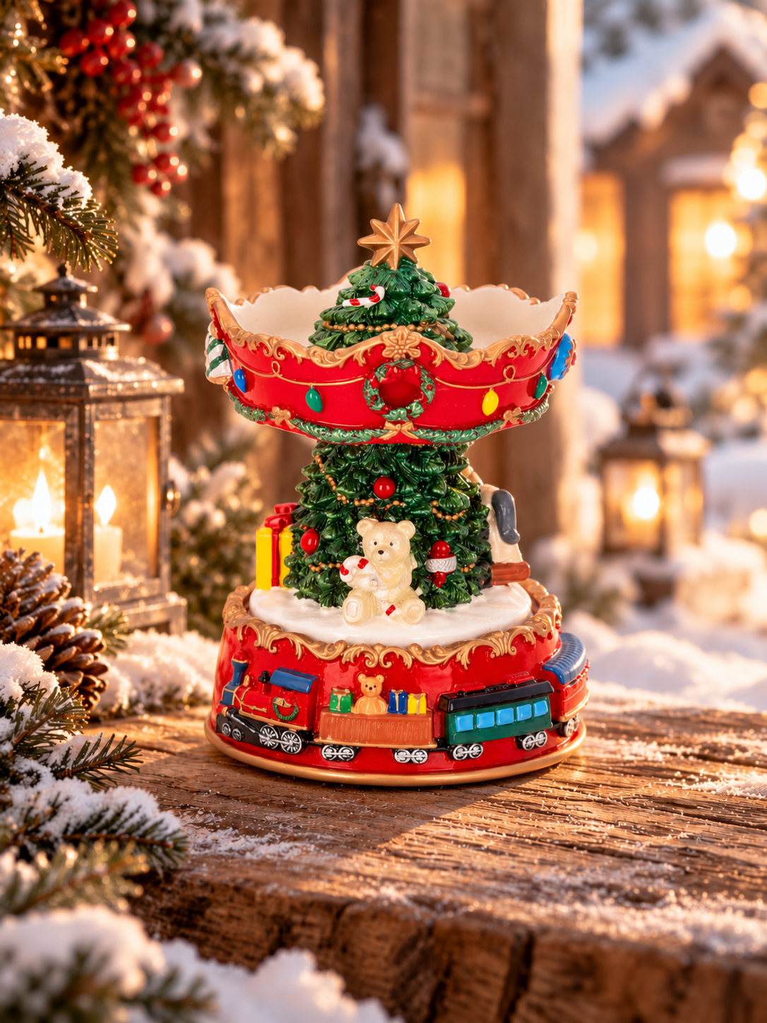 Spieluhr Karussell Weihnachtsbaum, Schaukelpferd & Geschenke