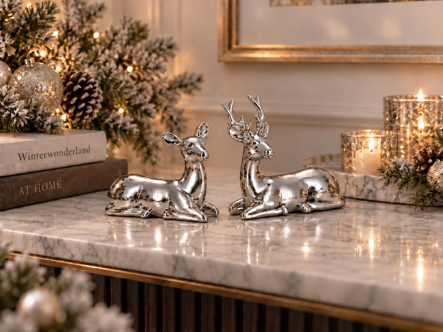 Deer Pair Plain Polished, Lying 7.8 cm