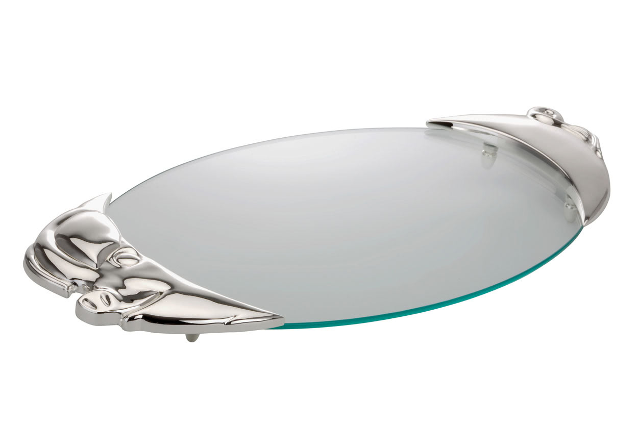 Servierplatte Schwein Glas