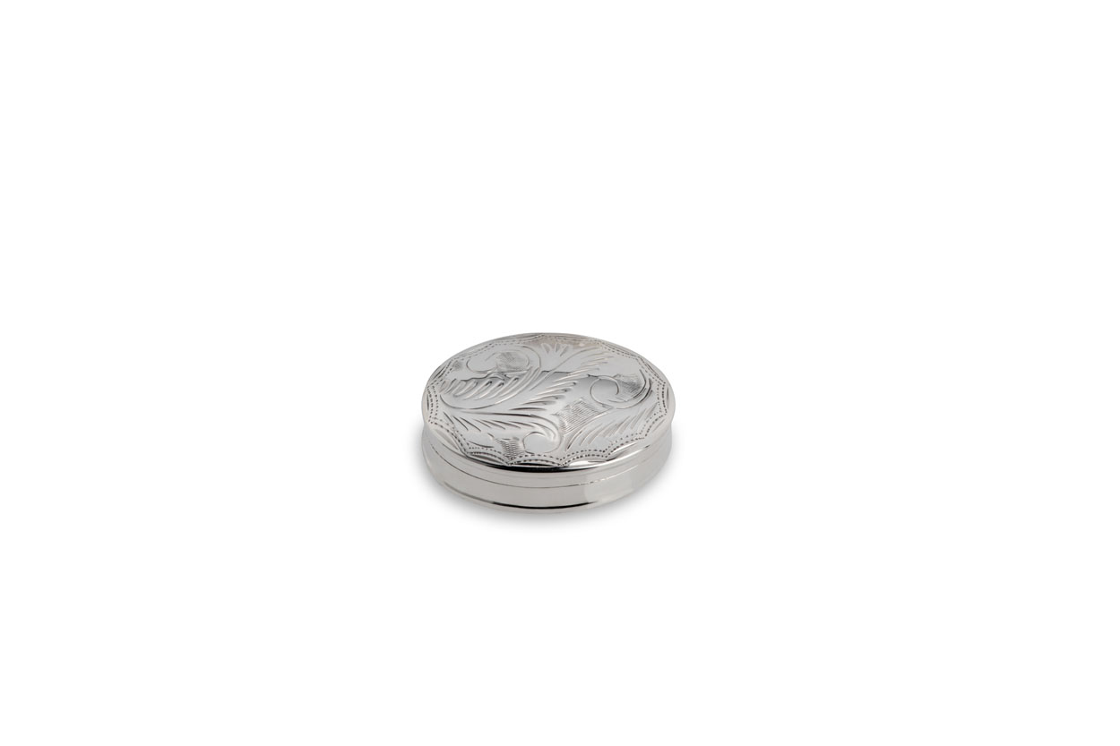 Pillendose oval graviert - Echt Silber
