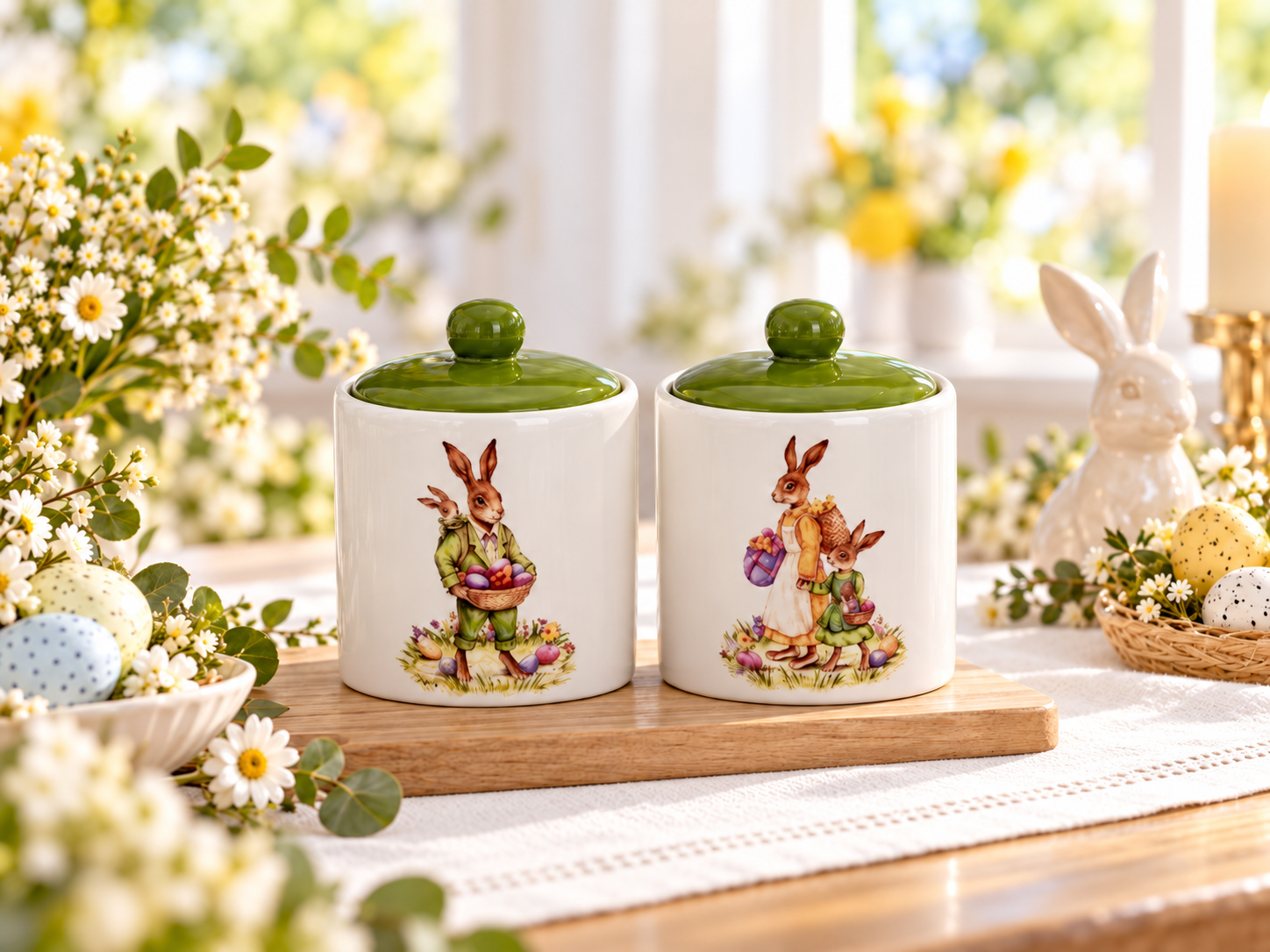Candy Jars with Rabbit Motif