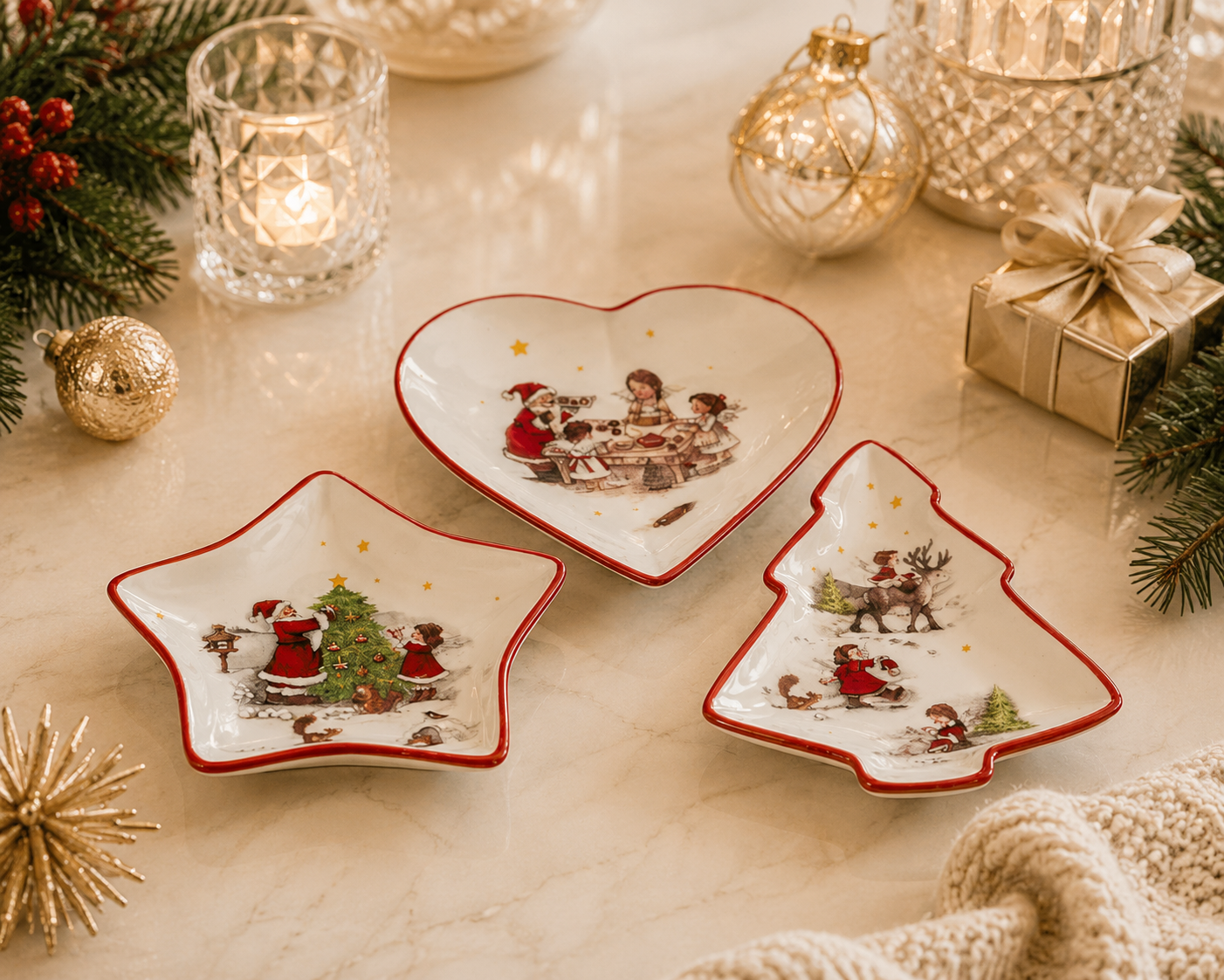 Teller- / Schalen-Set Weihnachtsmotive 3-tlg.