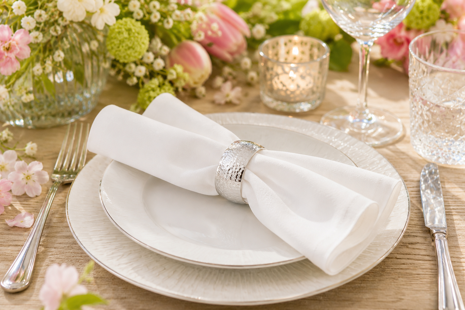 napkin ring hammered, round - set of 4