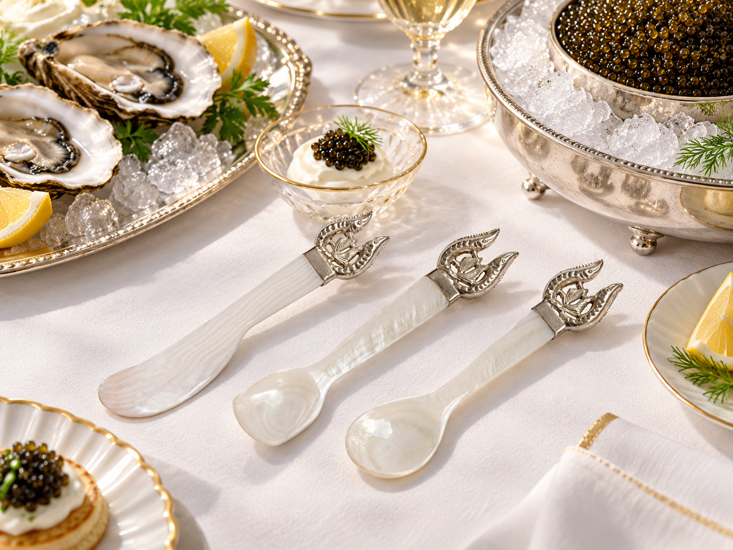 Caviar Spoon Sturgeon Mother of Pearl, 13.5 cm