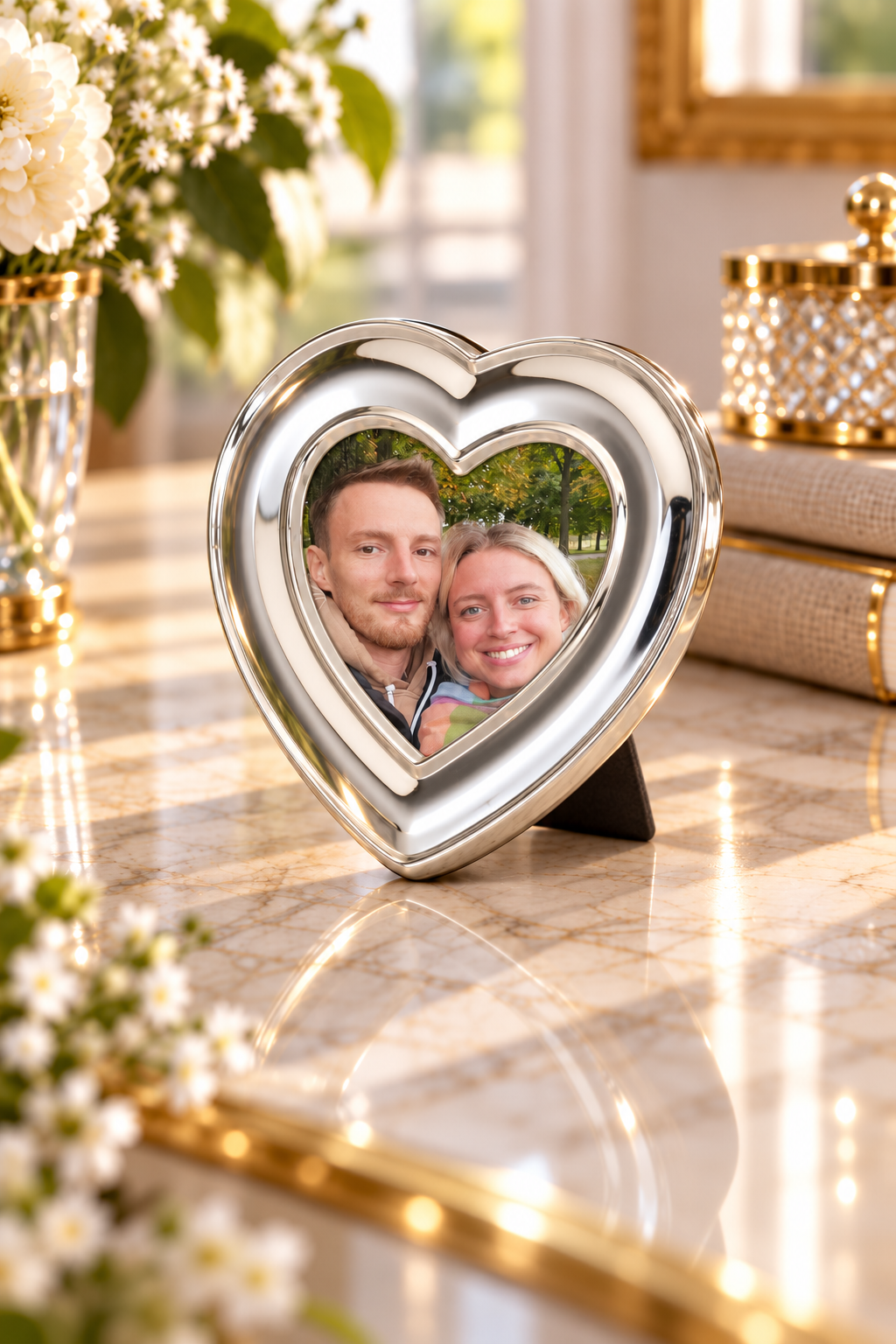 Photo Frame Heart, Plain Polished, 6 x 6 cm