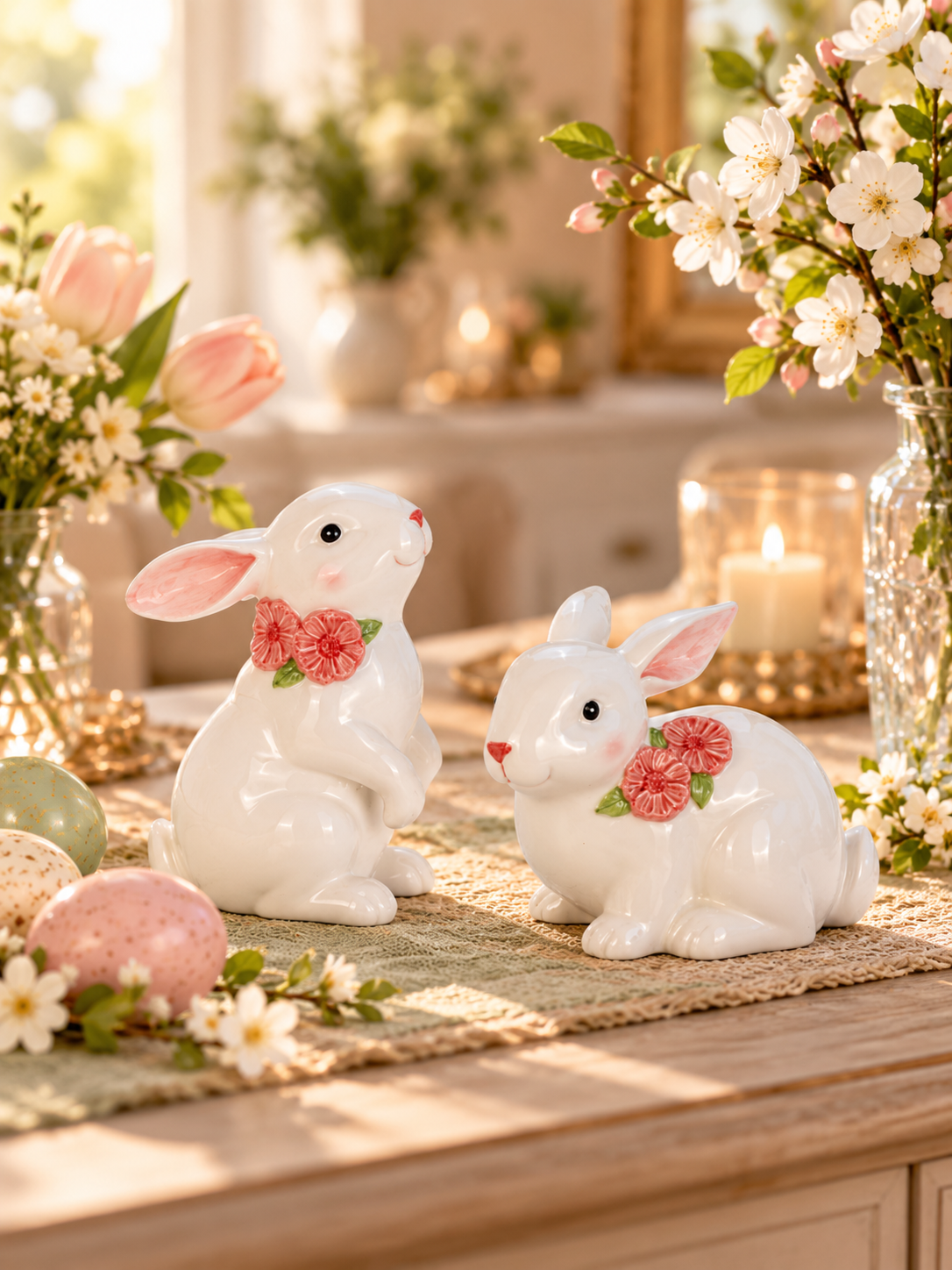 Rabbit Sitting Flowers