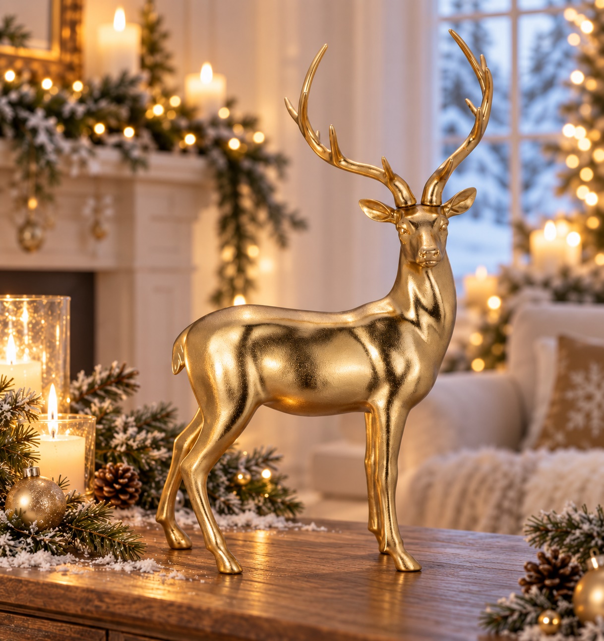 Hirsch stehend goldfarben