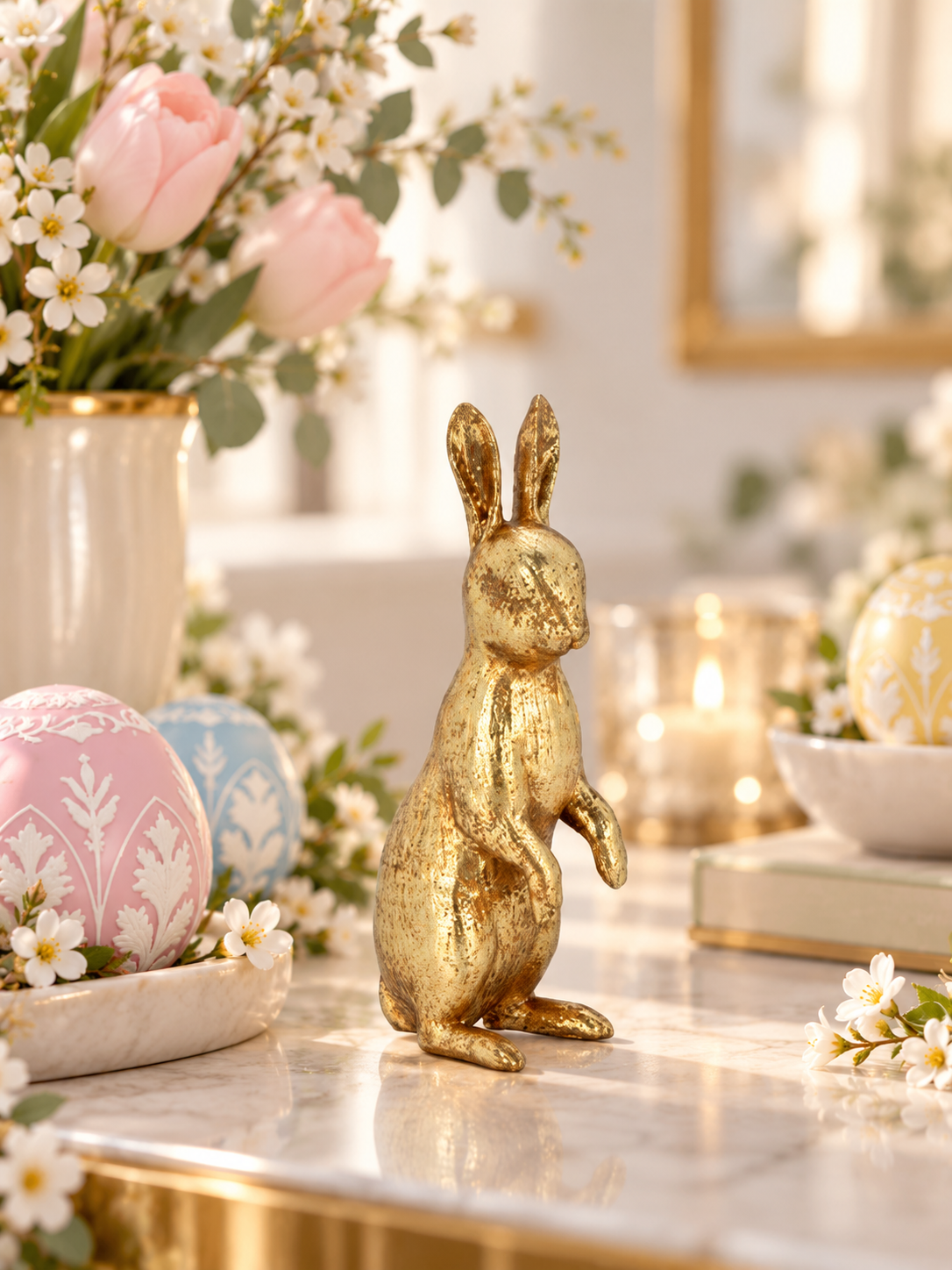 Rabbit Set Standing Gold-Coloured - Set of 6