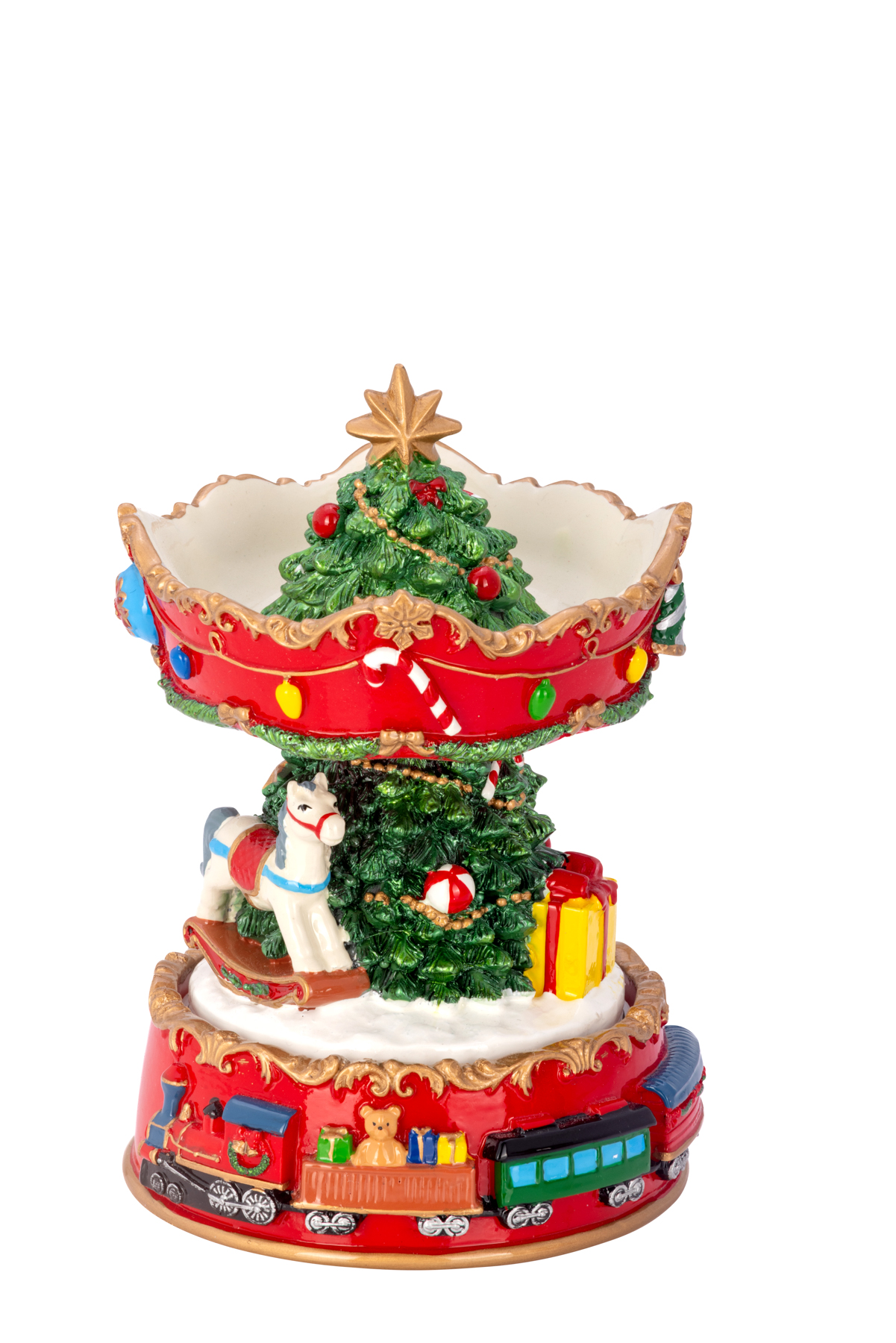 Spieluhr Karussell Weihnachtsbaum, Schaukelpferd & Geschenke