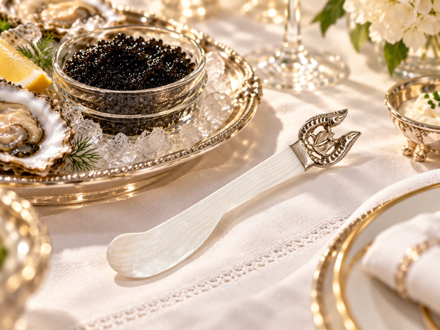 Caviar Knife Sturgeon Mother of Pearl, 13.5 cm