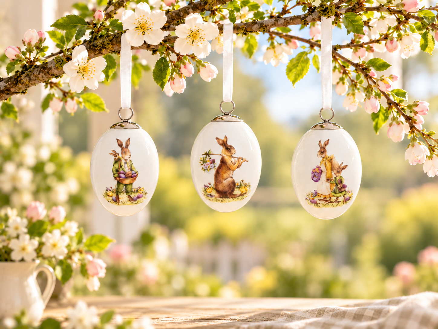 Ceramic Eggs Rabbits for Hanging