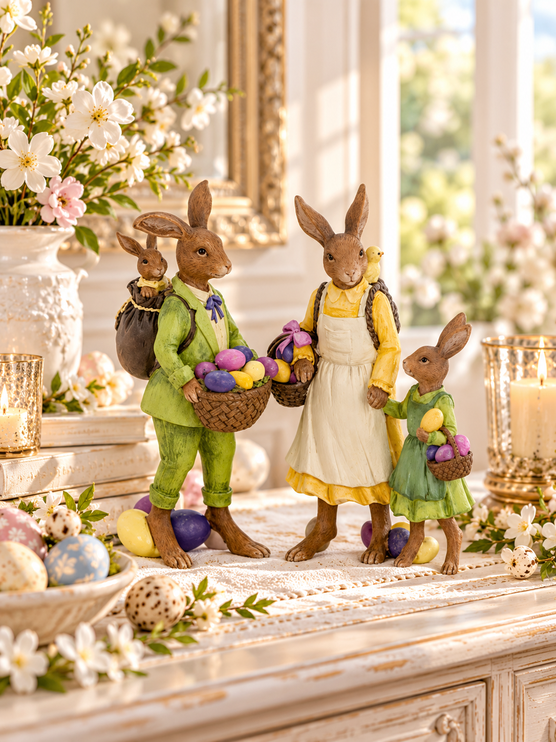 Rabbit Family - 2 Parts - Father with Baby, Mother with Child