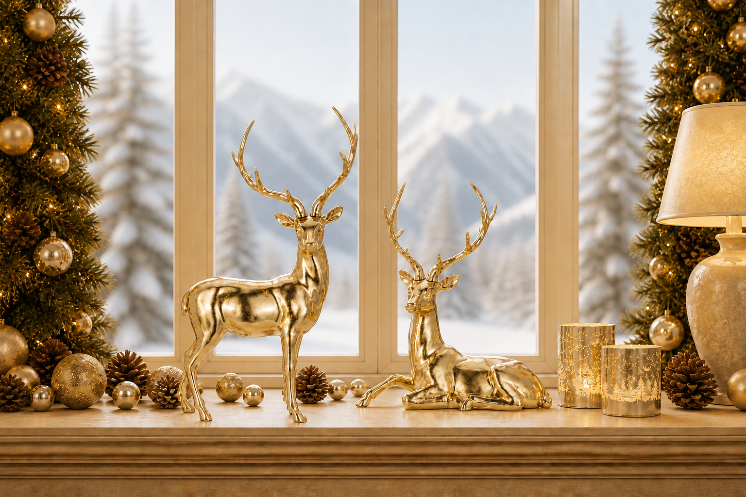 Hirsch liegend goldfarben