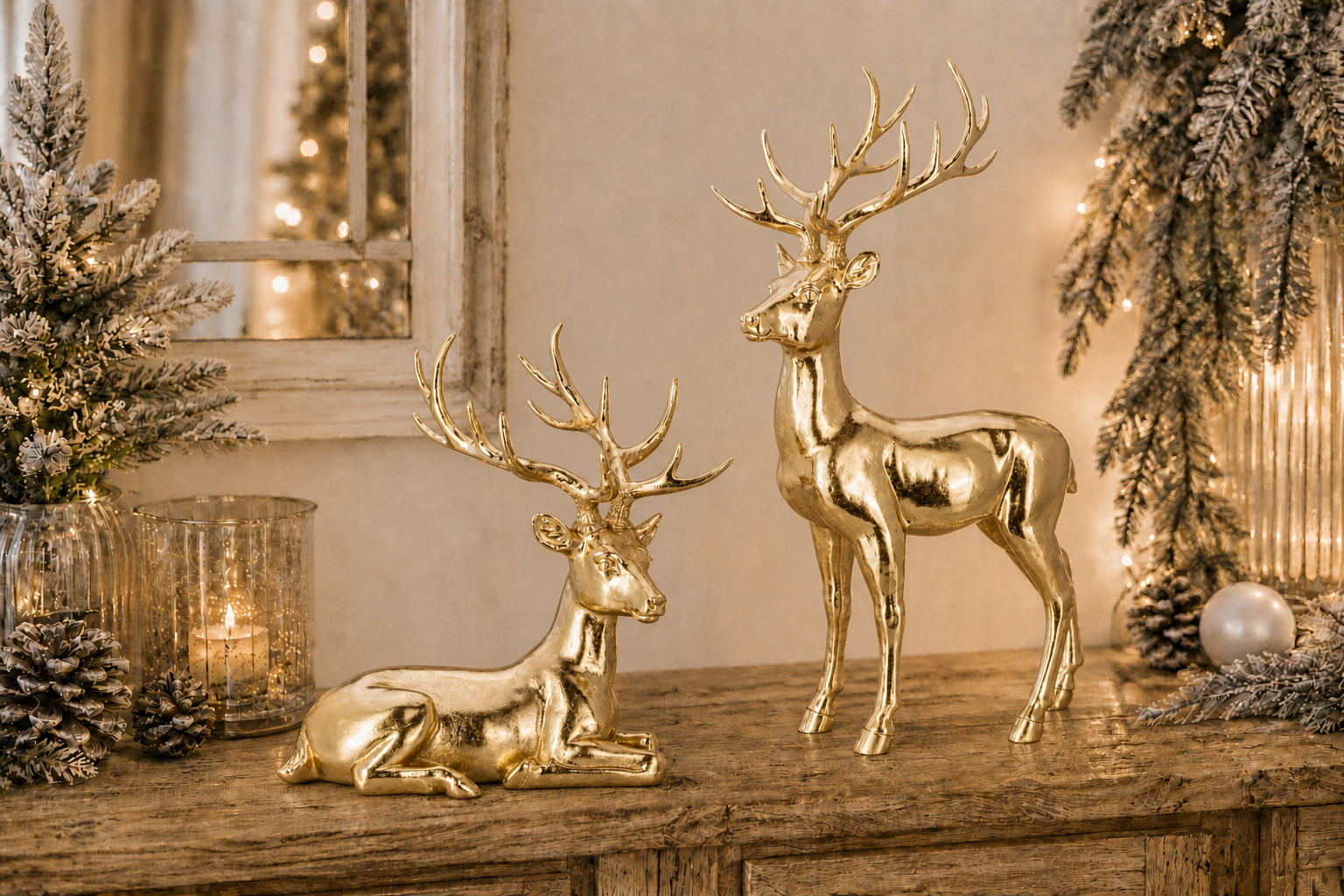 Hirsch stehend goldfarben