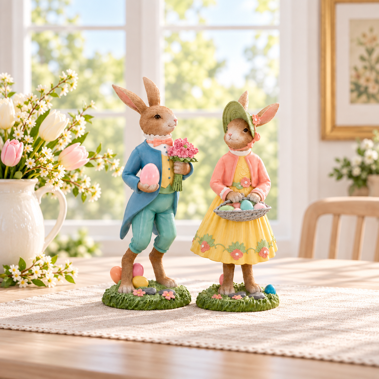 Rabbit Woman with Egg Basket 40 cm
