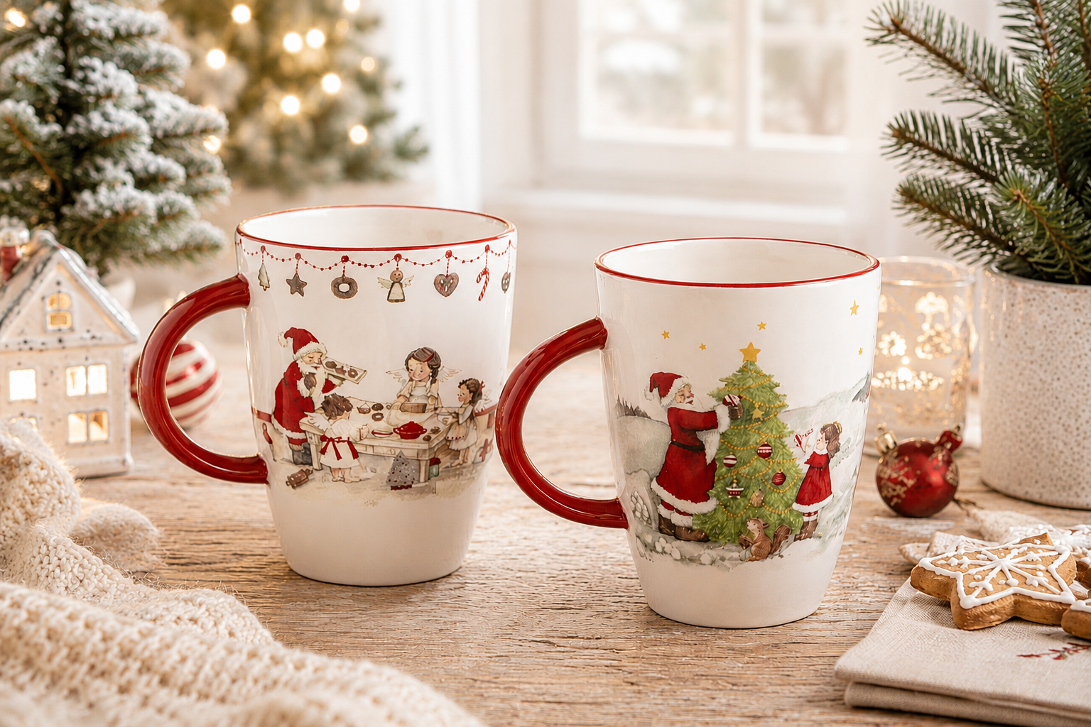 Becher-Set 2-tlg. mit Weihnachtsmotiven