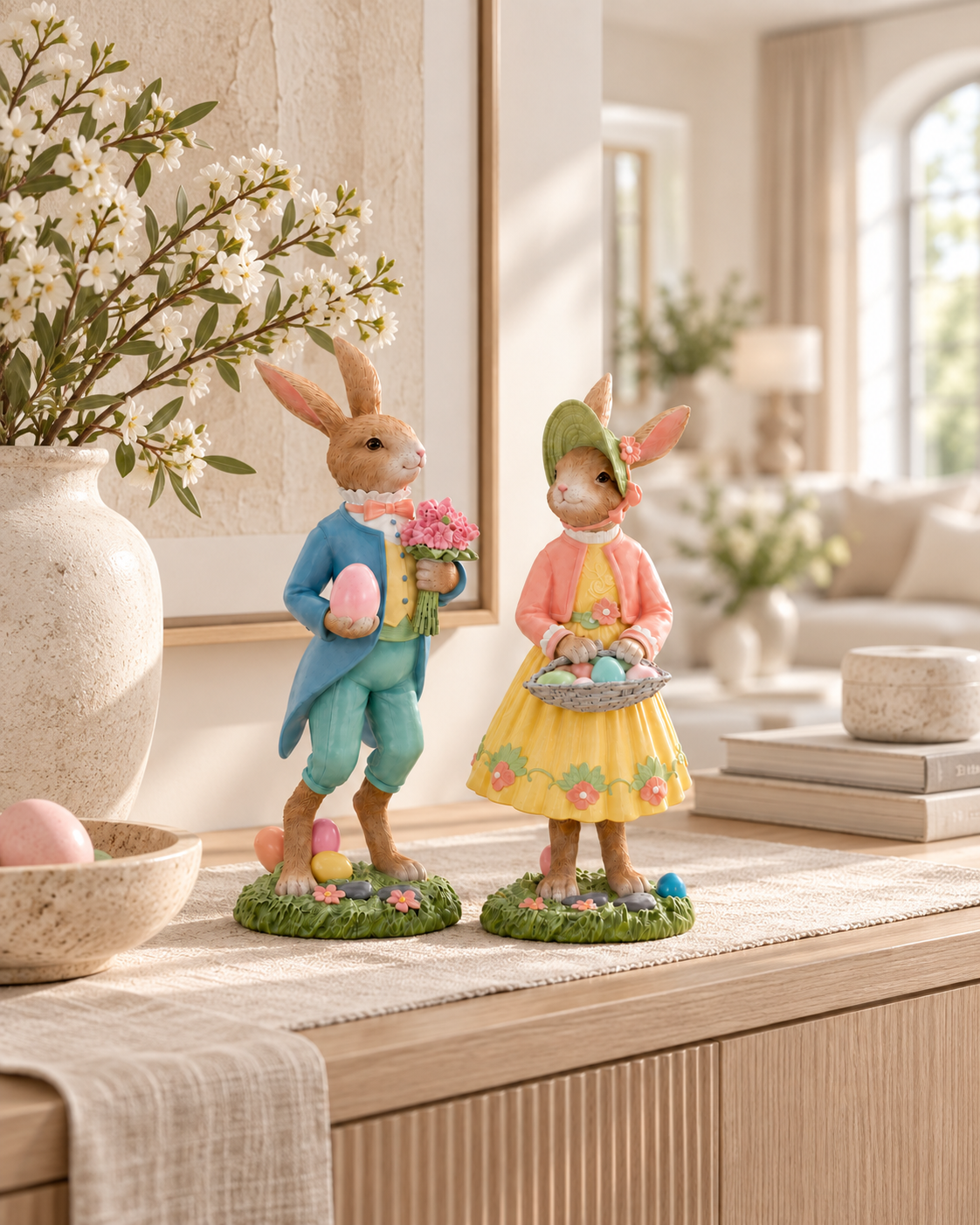Rabbit Woman with Egg Basket 40 cm