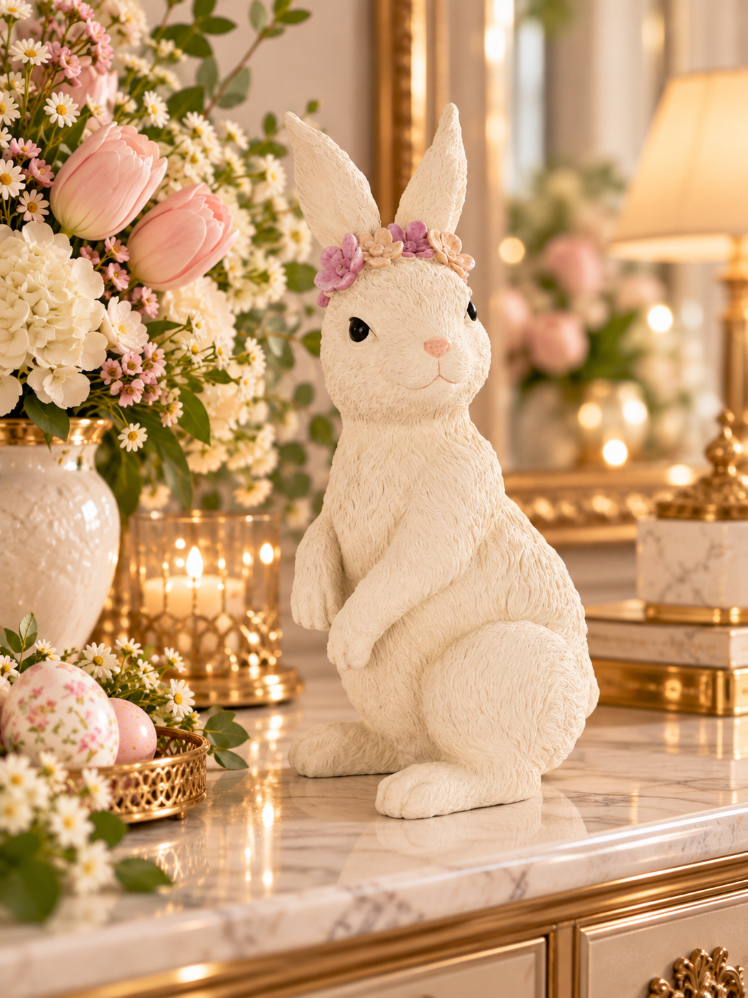 Rabbit Standing Flowers 39 cm