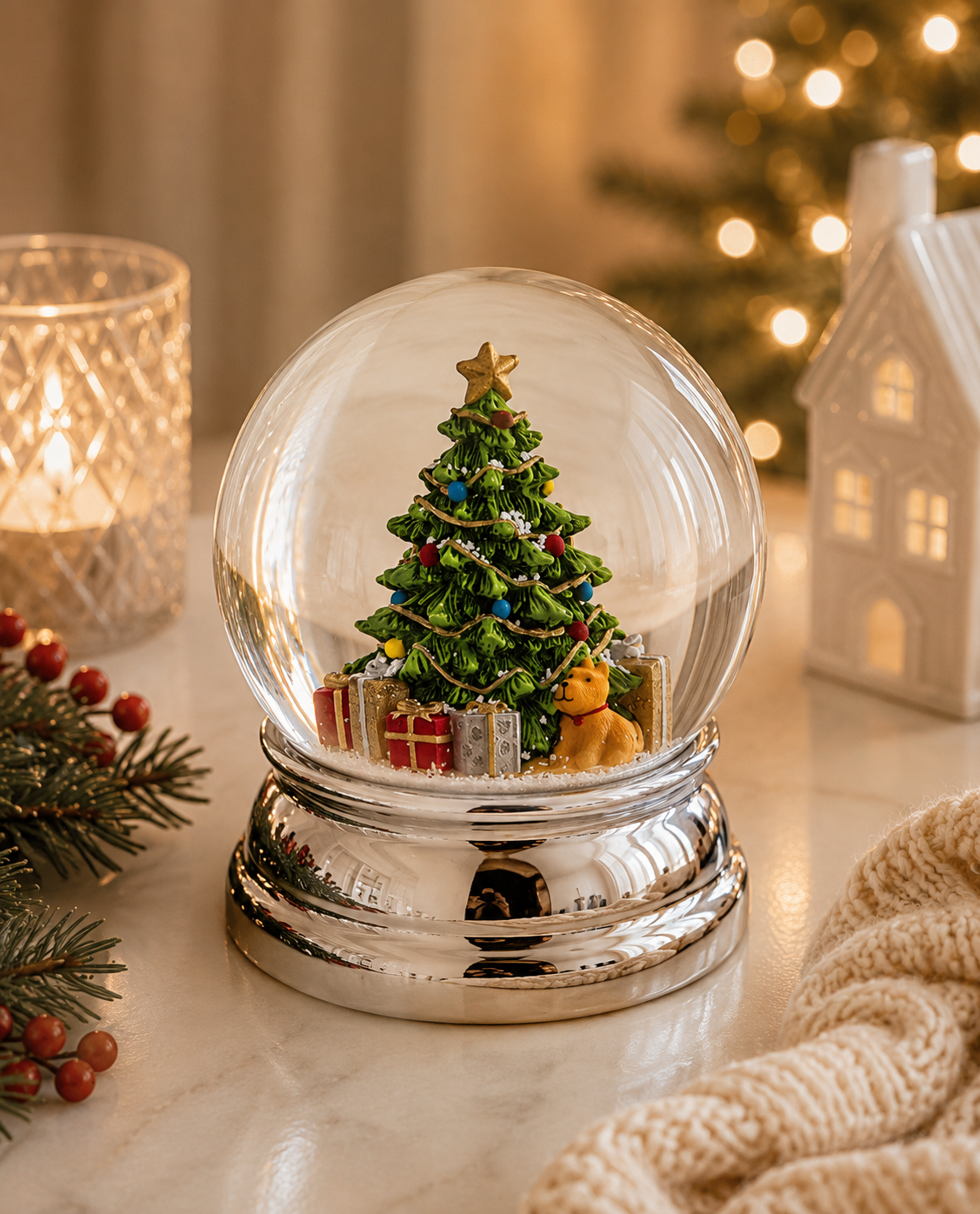 Schneekugel Weihnachtsbaum, groß