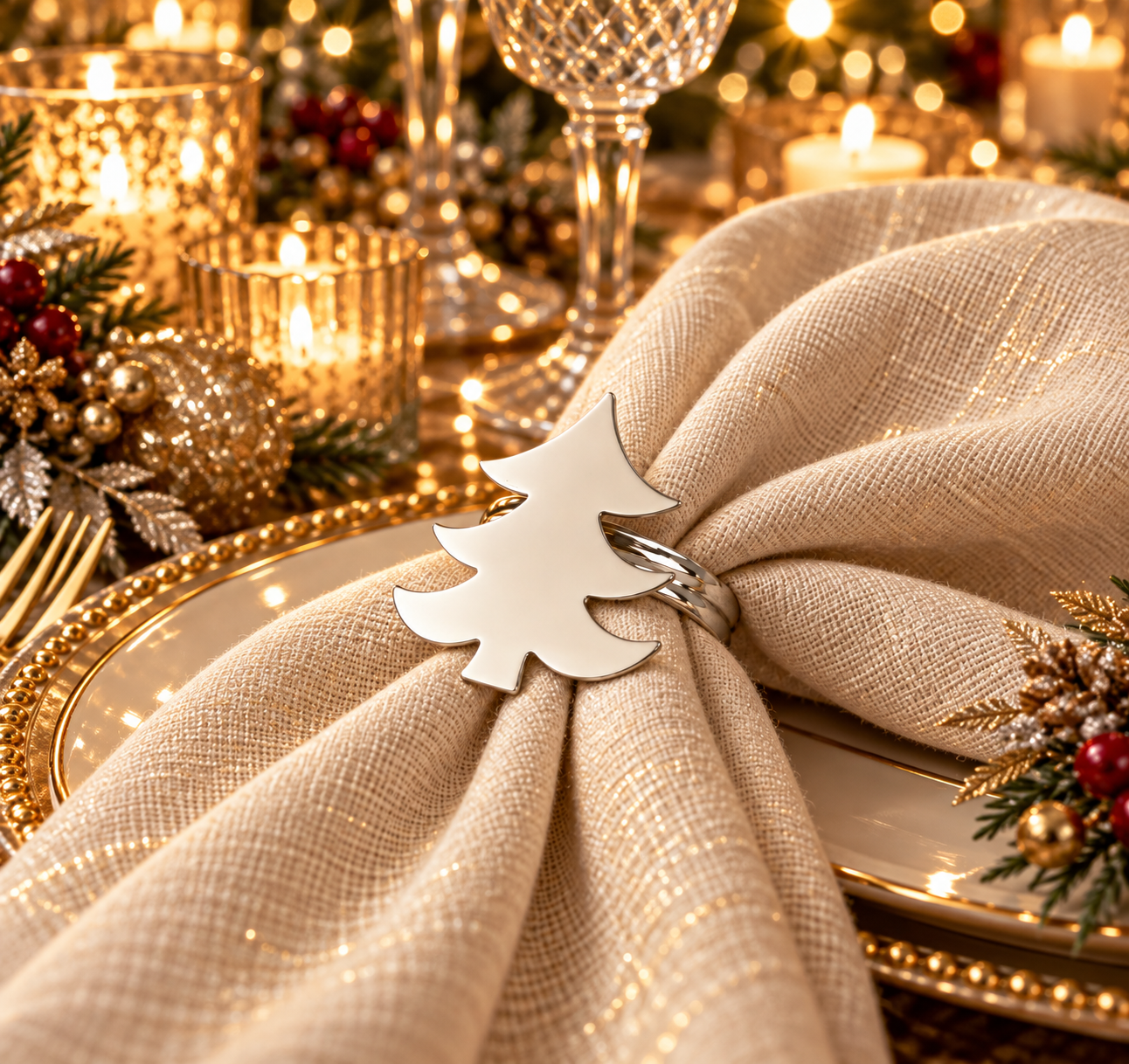 Napkin Ring Christmas Tree - Set of 4