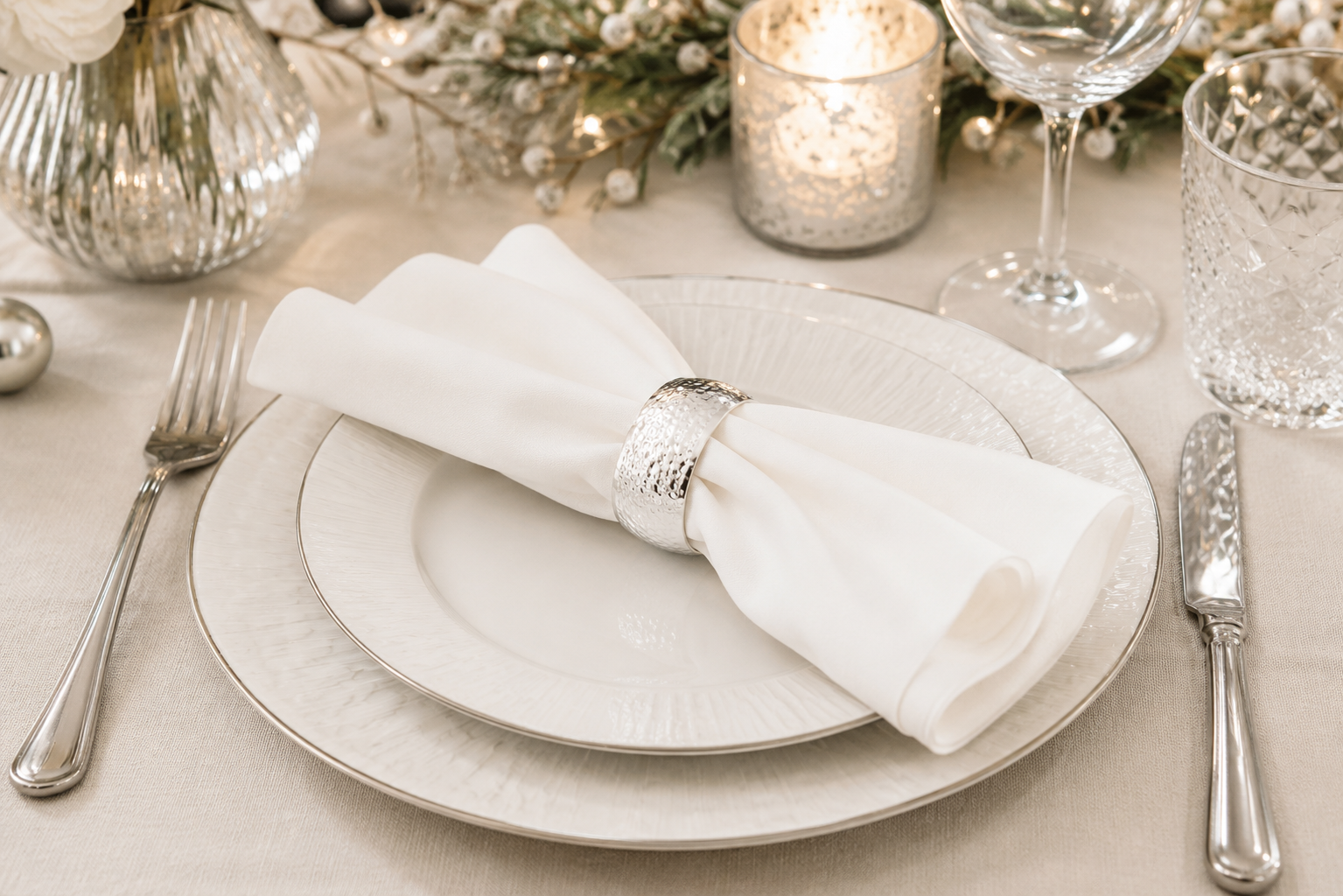 napkin ring hammered, round - set of 4