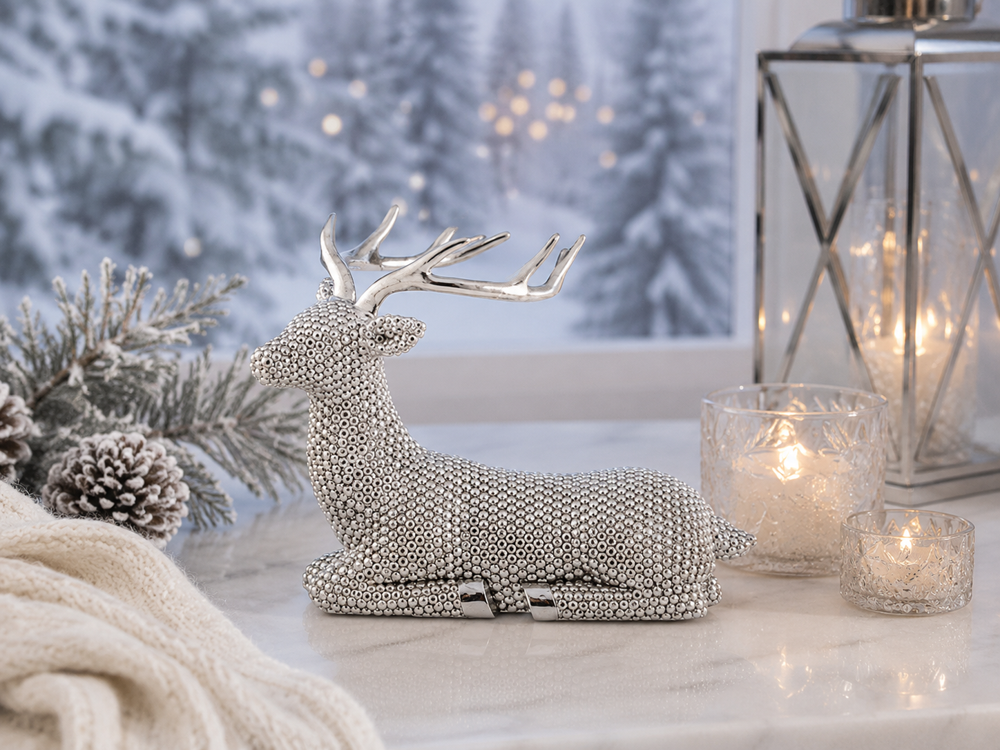 Rentier liegend Diamant Blick links