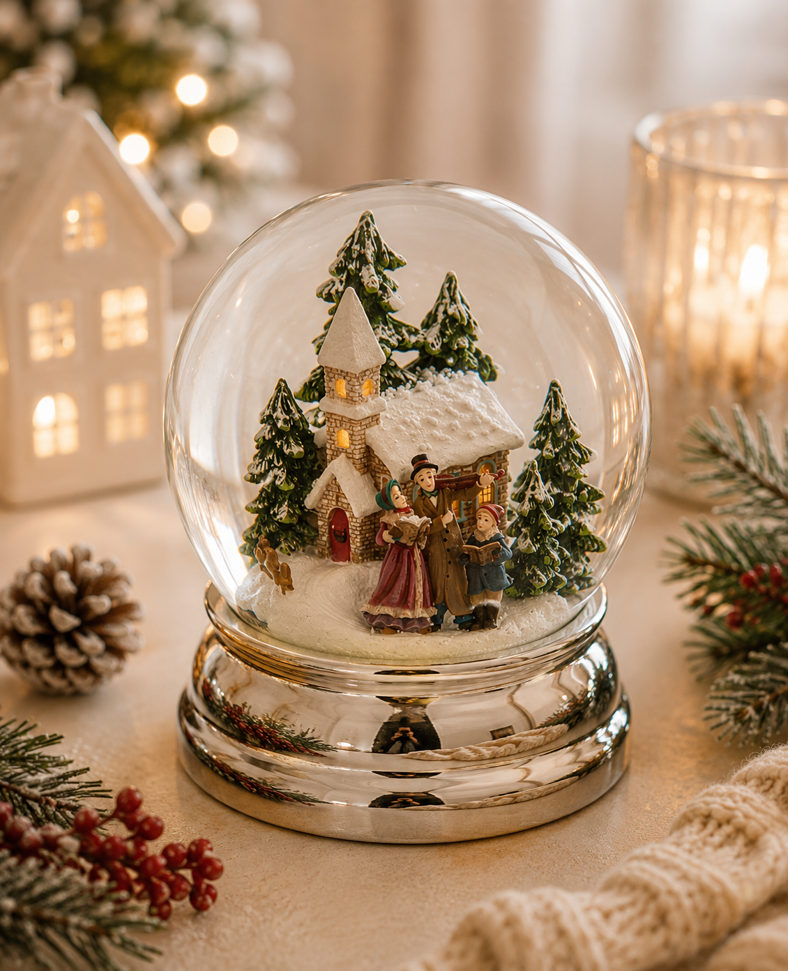 Schneekugel Weihnachtssänger, groß