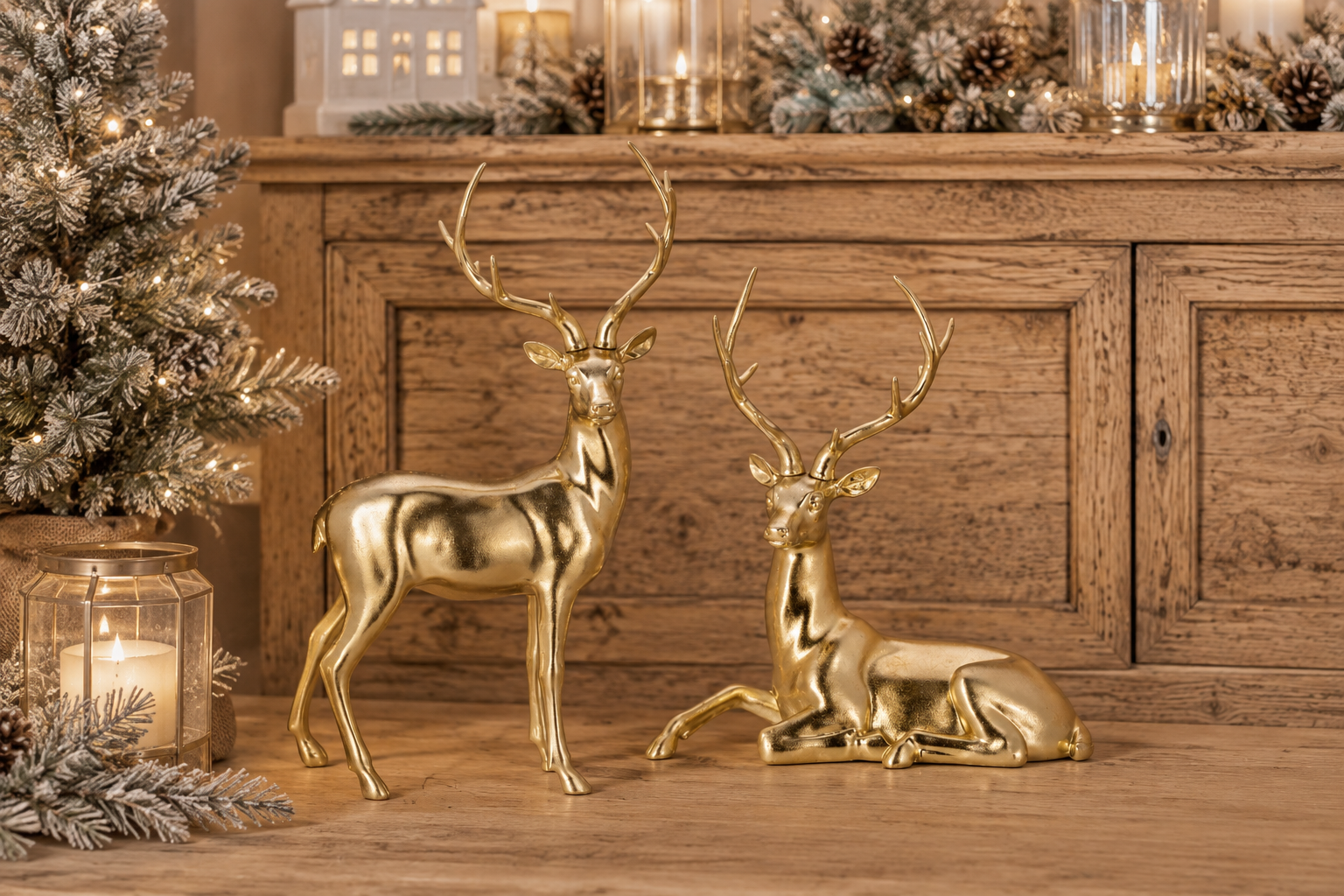 Hirsch stehend goldfarben
