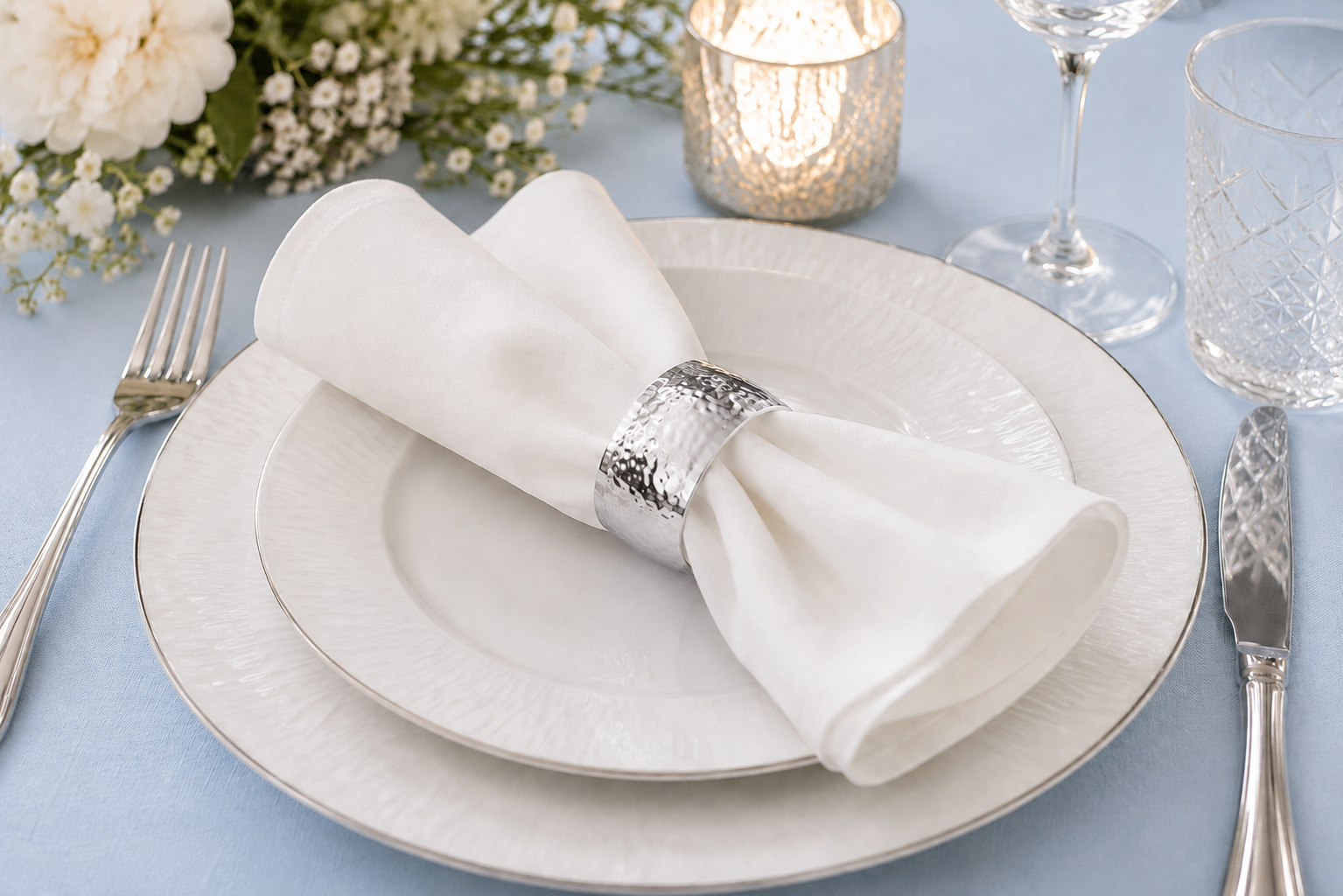 napkin ring hammered, oval - set of 4