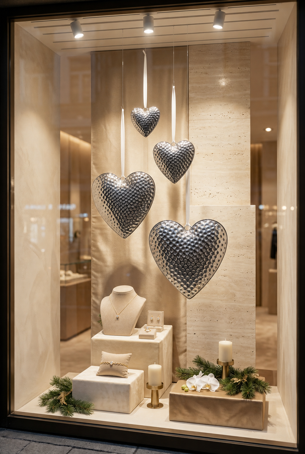 pendant heart hammered 10 cm