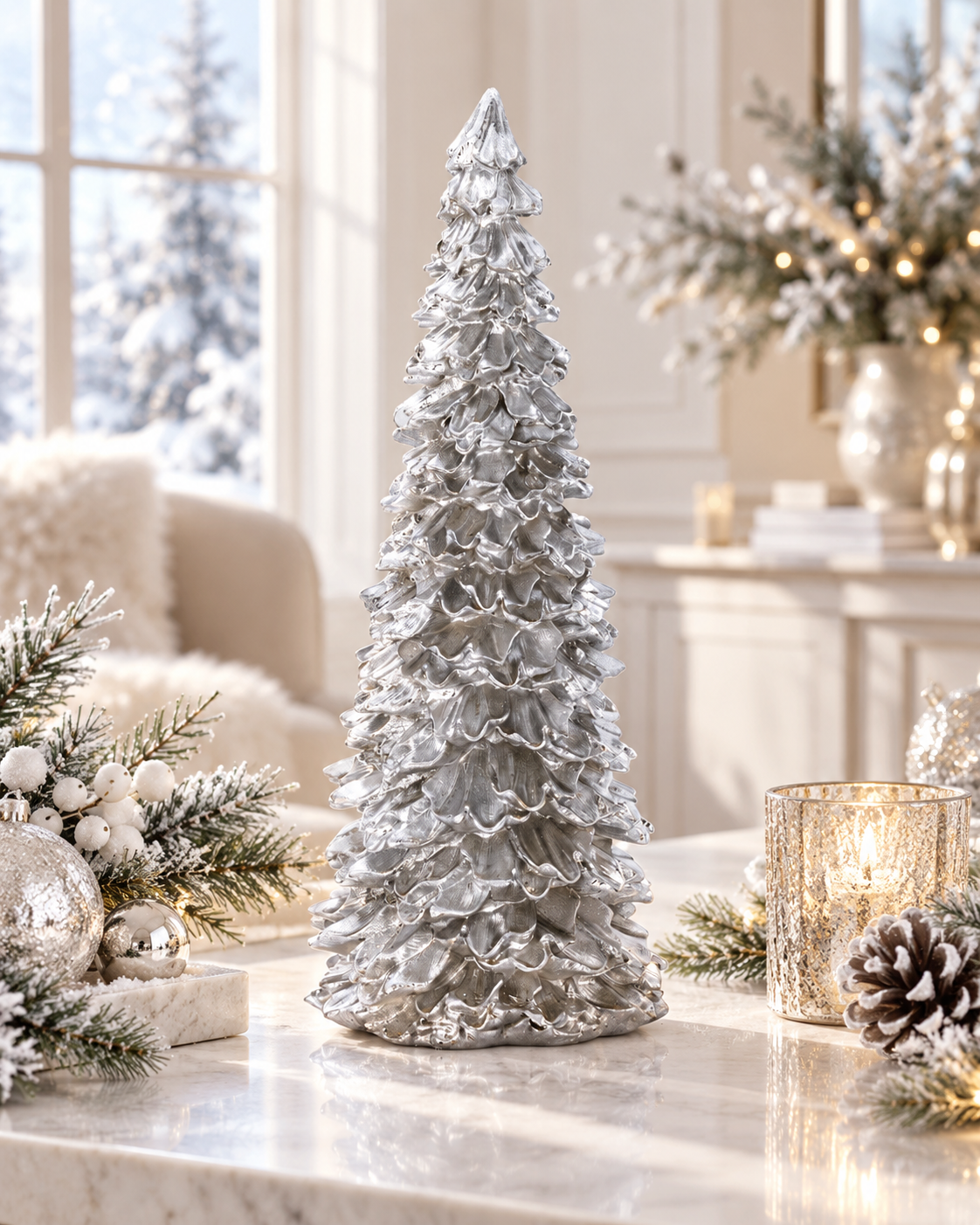  Deko-Baum silber 46,5 cm 