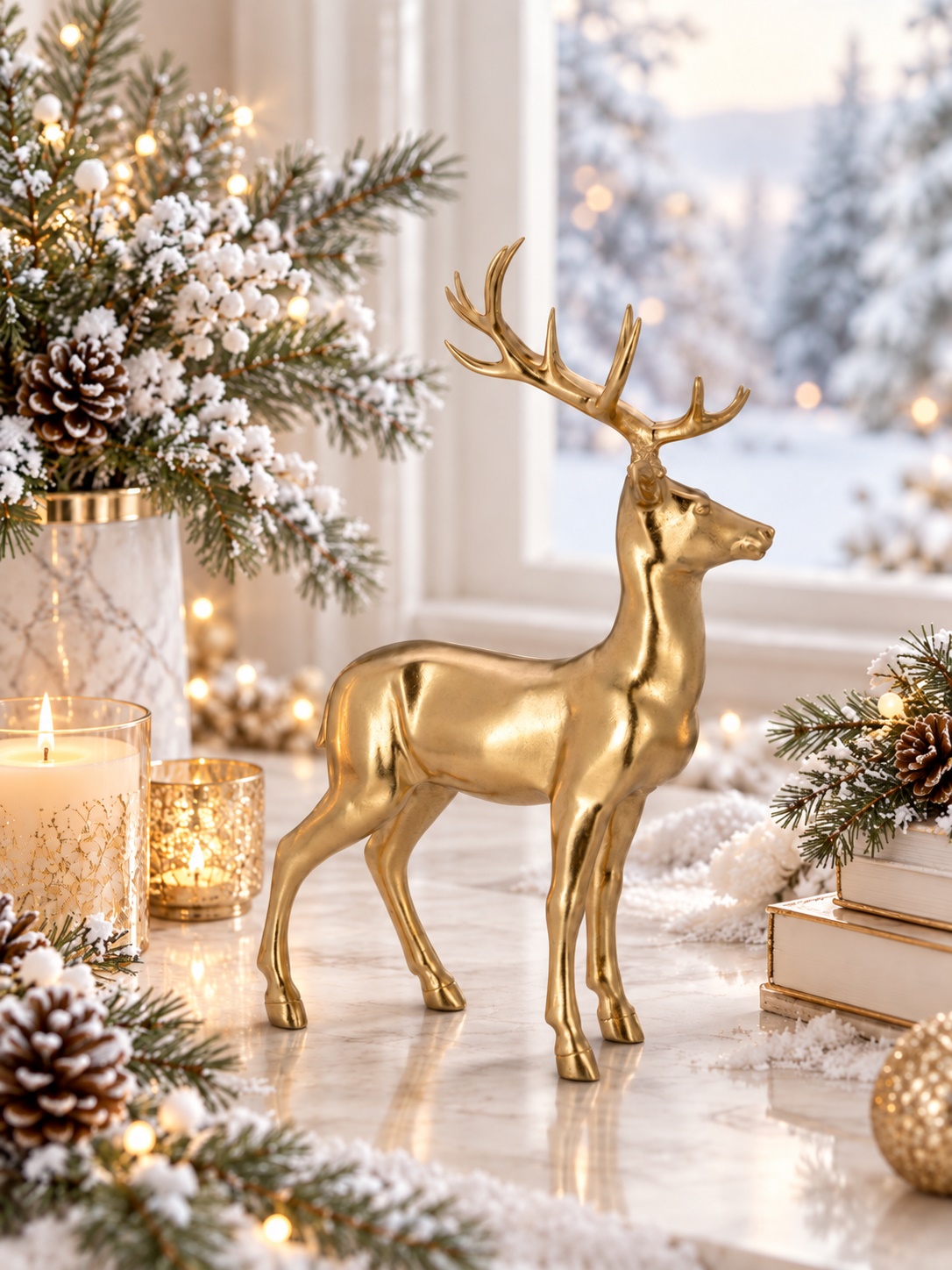 Hirsch stehend goldfarben