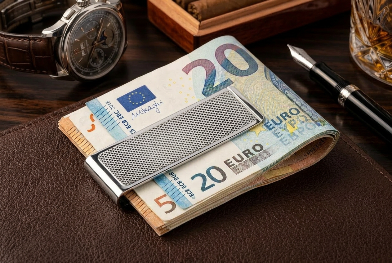 Geldscheinklammer guillochiert, schmal
