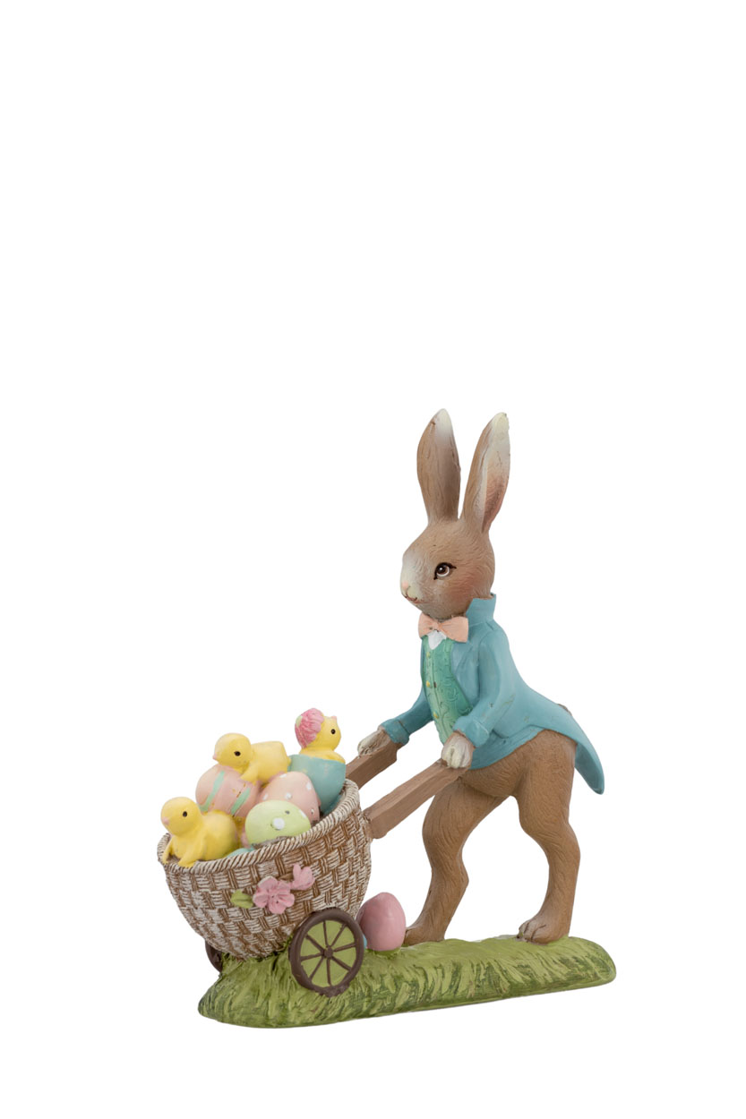 Hase Mann mit Schubkarren 12 cm