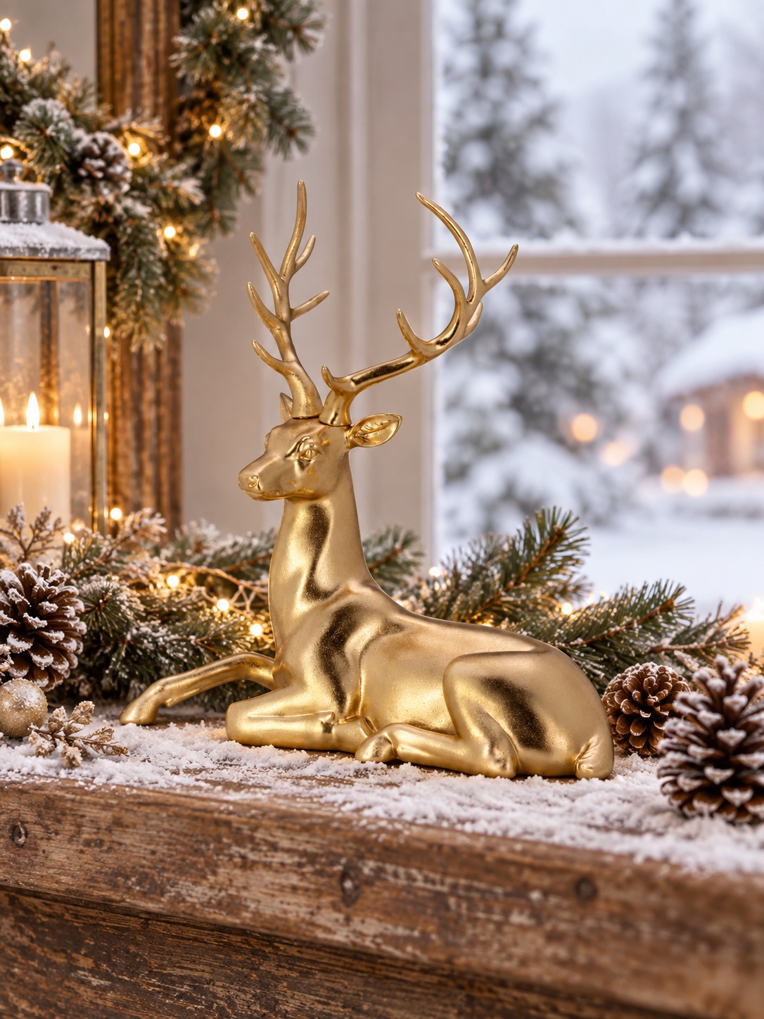 Hirsch liegend goldfarben