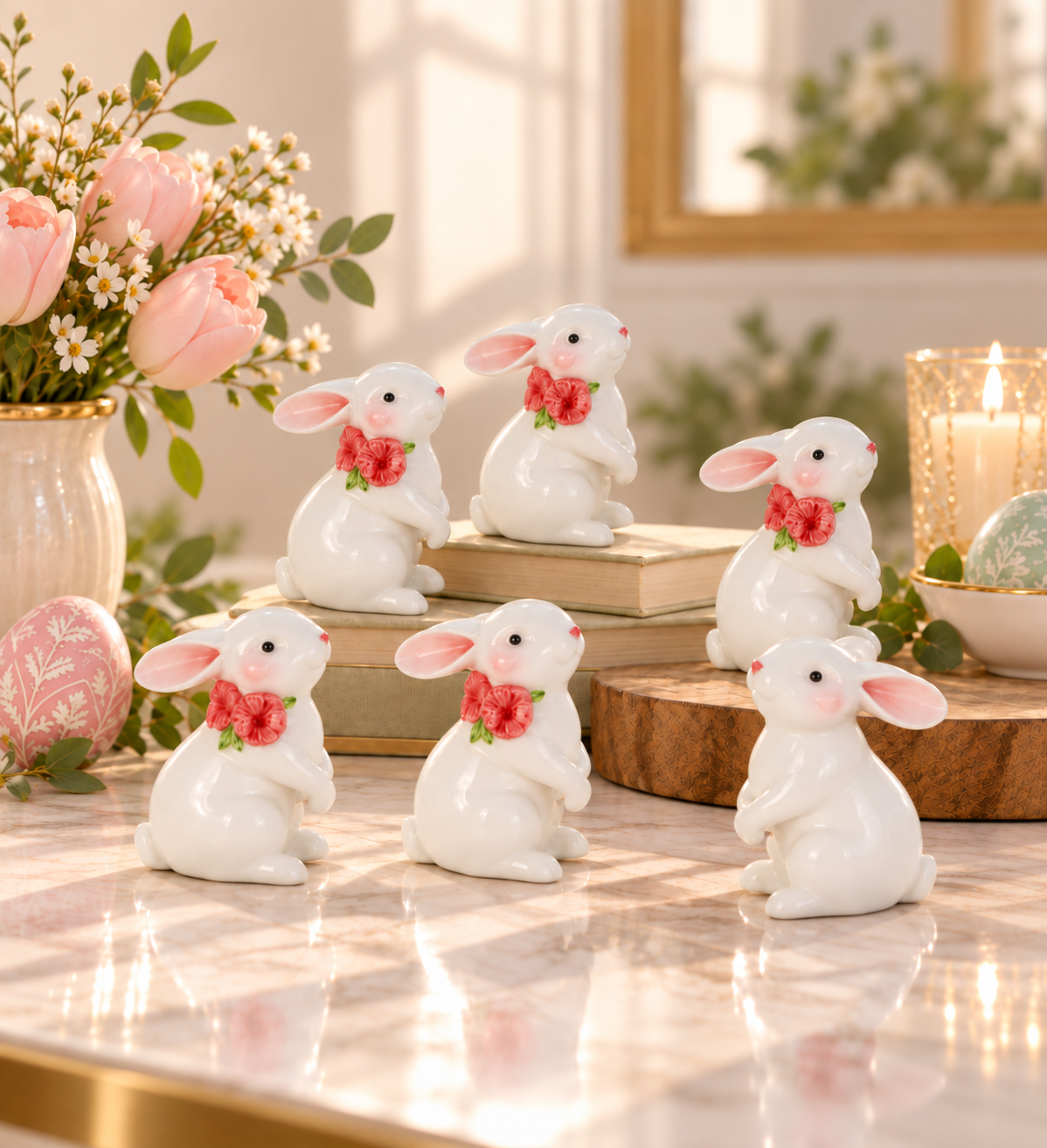 Rabbit Set of 6 Standing Flowers 11.0 cm