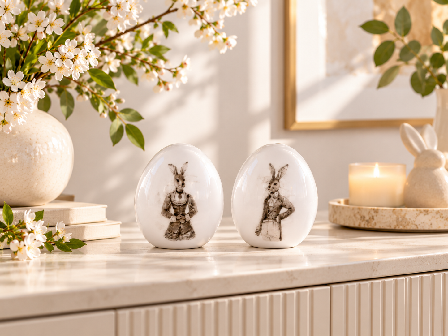 Porcelain Eggs Nostalgia Pair, 10 cm